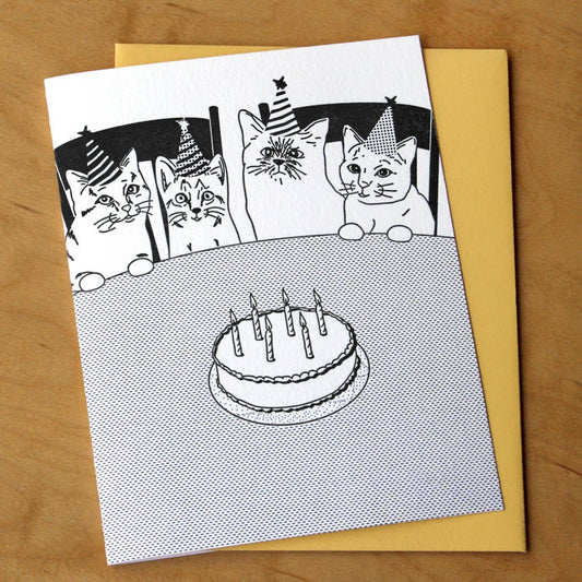 Cats in Hats Birthday Party Blank Card