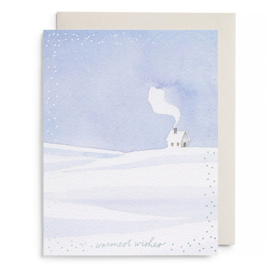 Snowy Cabin Warmest Wishes Card