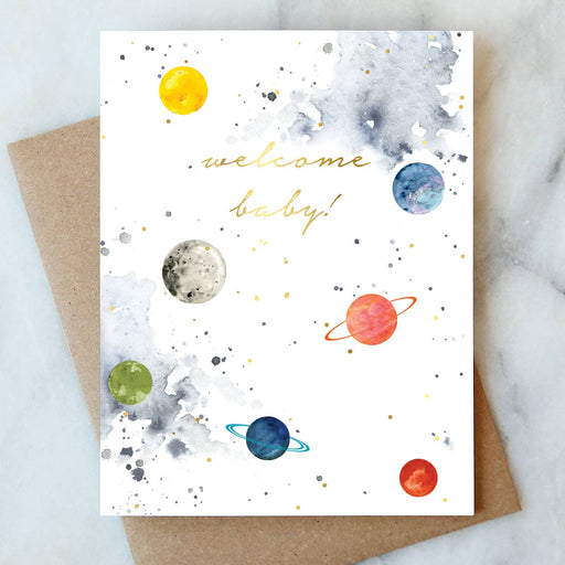 Space Planets Welcome Baby Card