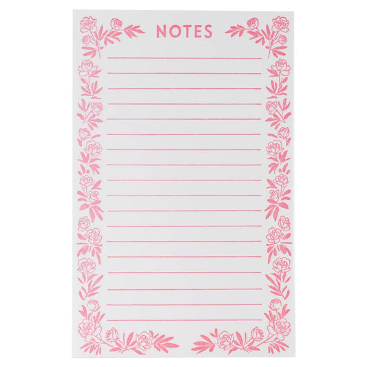 Peony Flower Notes Letterpress Notepad