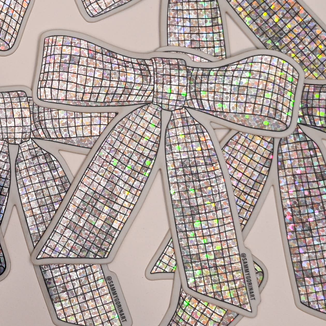 Disco Ribbon Bow Holo Vinyl Sticker