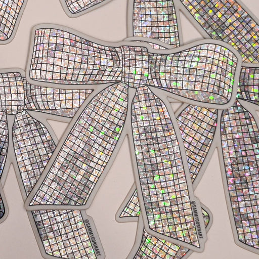 Disco Ribbon Bow Holo Vinyl Sticker