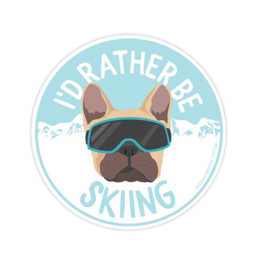 Frenchie Dog Rather Be Skiing Sticker Vinyl Sticker