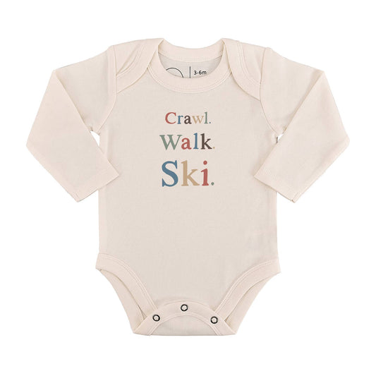 Crawl Walk Ski Organic Baby Onesie