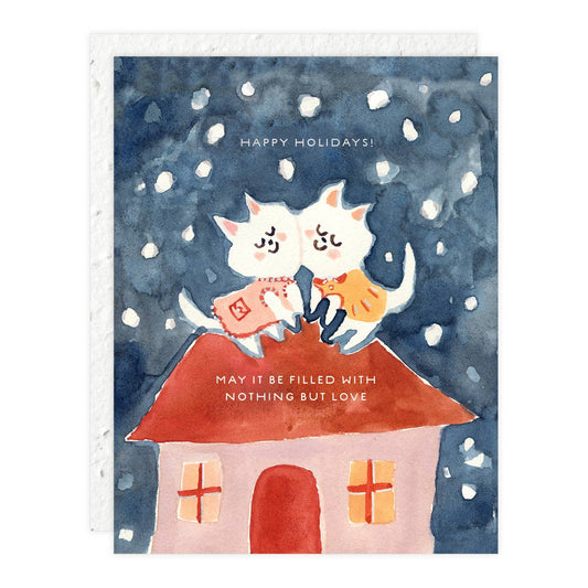 Snow Cats Holidays Fill With Love Card