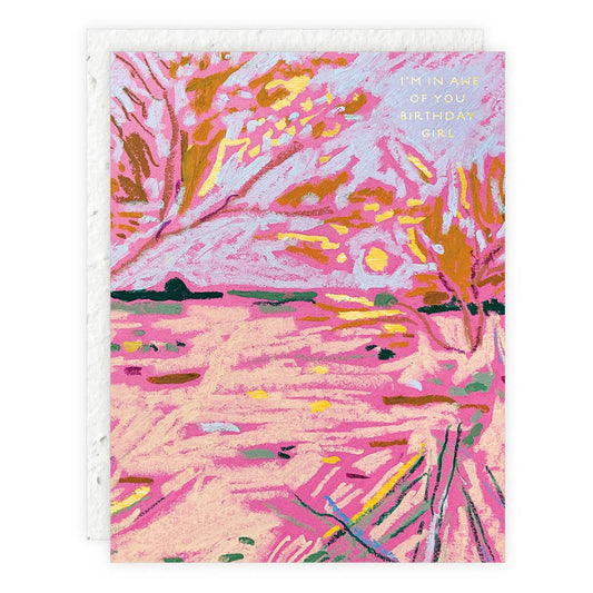 Electric Moonrise Im in Awe of You Birthday Girl Card