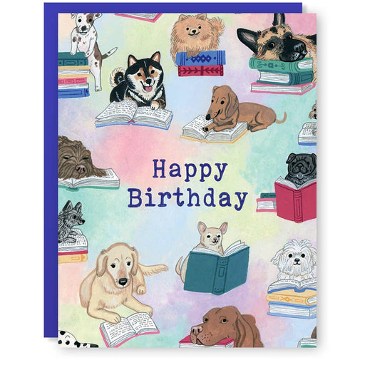 Books & Dogs Happy Birthday Card