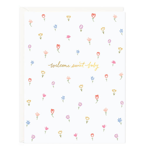 Welcome Sweet Baby Petite Floral Card