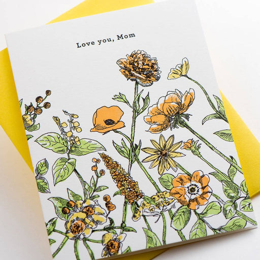 Love You Mom Yellow Floral Card
