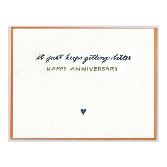 Keeps Getting Better Anniversary Card