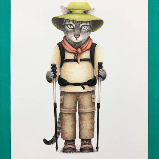 Hiker Cat Card
