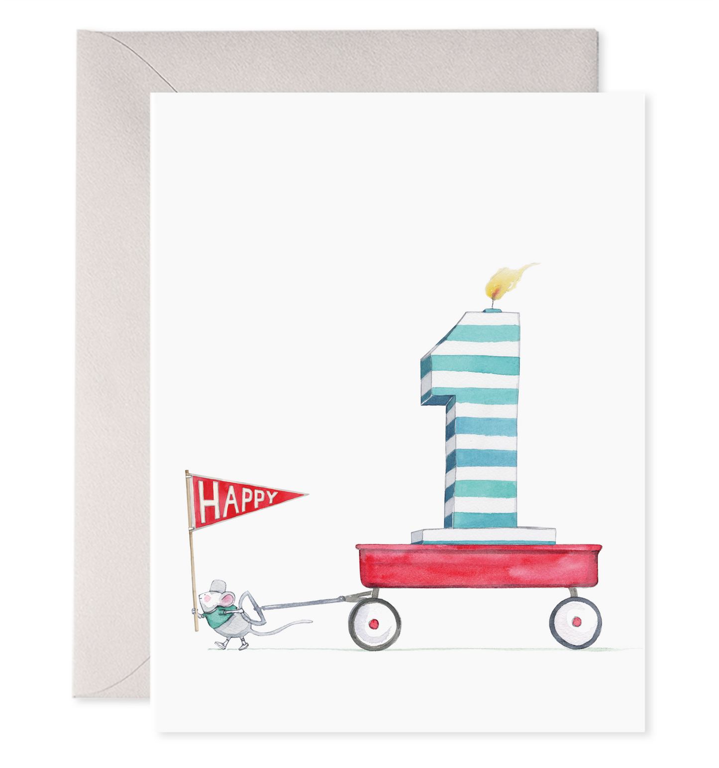 1st Birthday Mouse Wagon Card