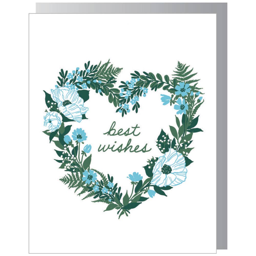 Floral Heart Best Wishes Wedding Card