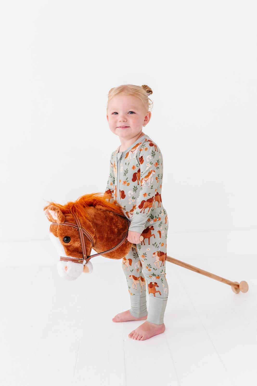 Horsin Around Bamboo Baby Zip Romper