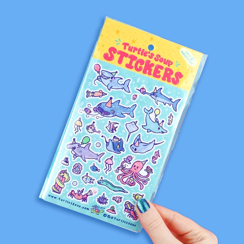 Sharks Ocean Party Sticker Sheet