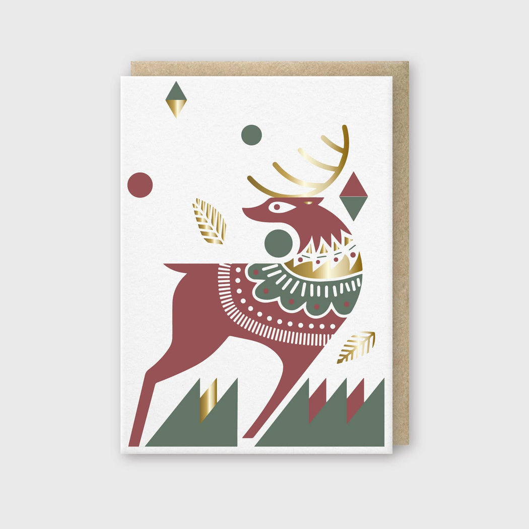 Geometric Deer Blank Holiday Card