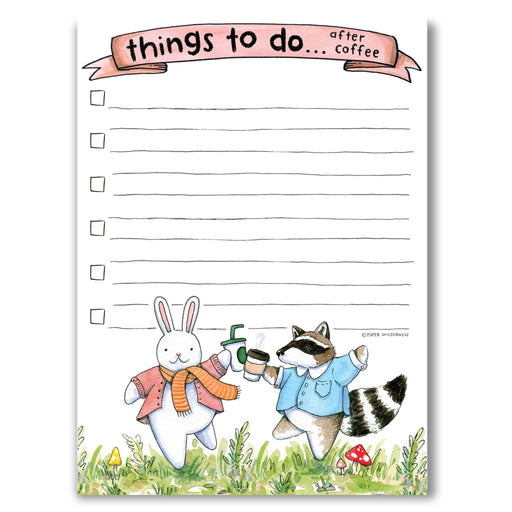Things to Do After Coffee Bunny Raccoon Notepad