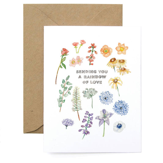 Sending You a Rainbow of Love Flowers Card