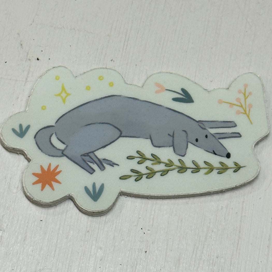 Laying Gray Dog Vinyl Sticker