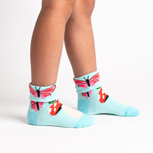 Out Pops a Butterfly Youth Turn Cuff Socks