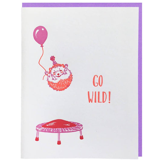 Hedgehog Go Wild Birthday Card