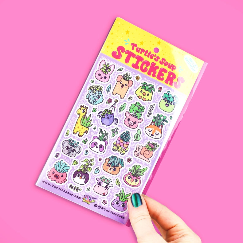 Animal Planter Pots Sticker Sheet