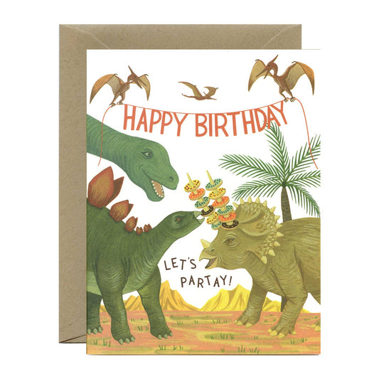 Dinosaur Donut Partay Birthday Card