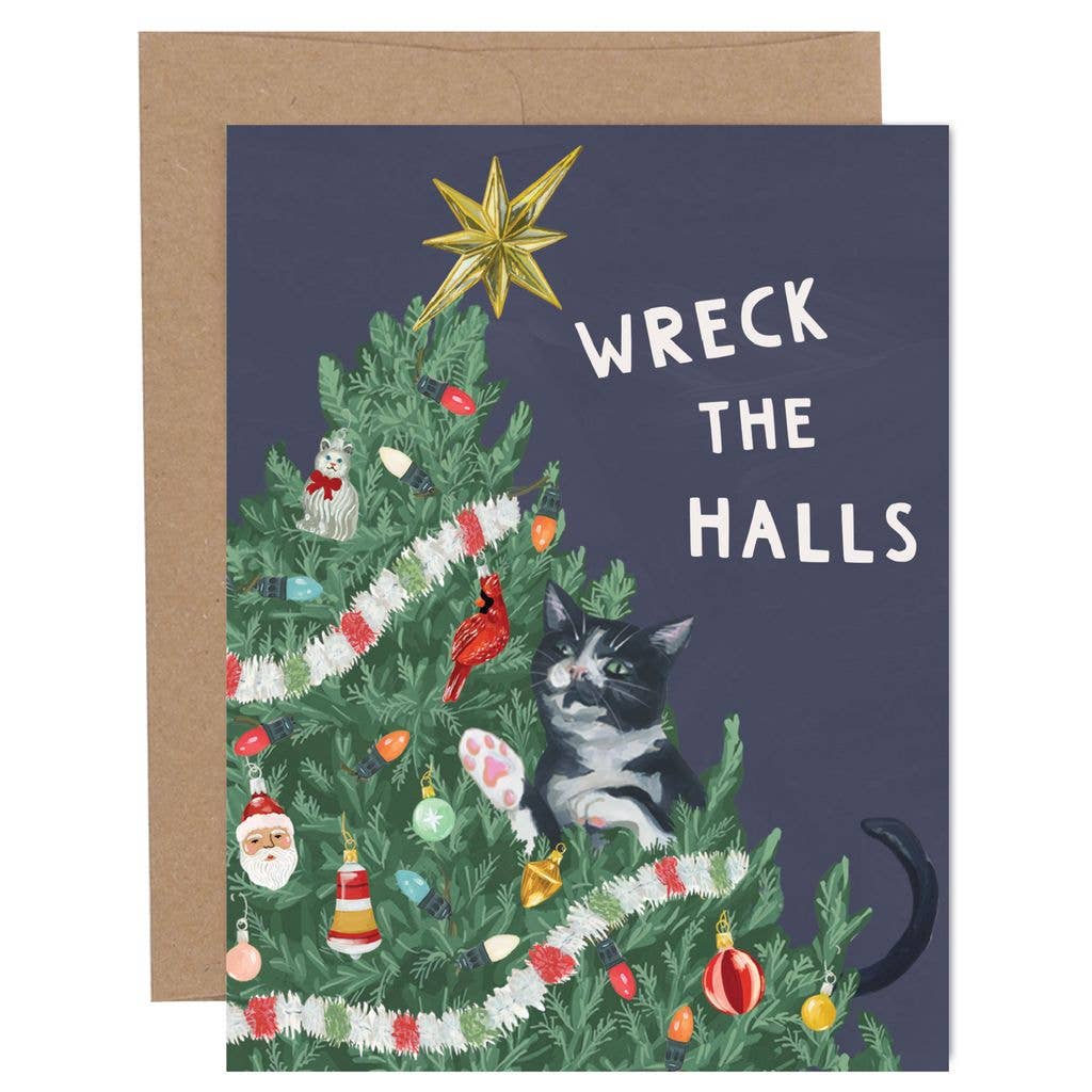 Wreck the Halls Cat Card