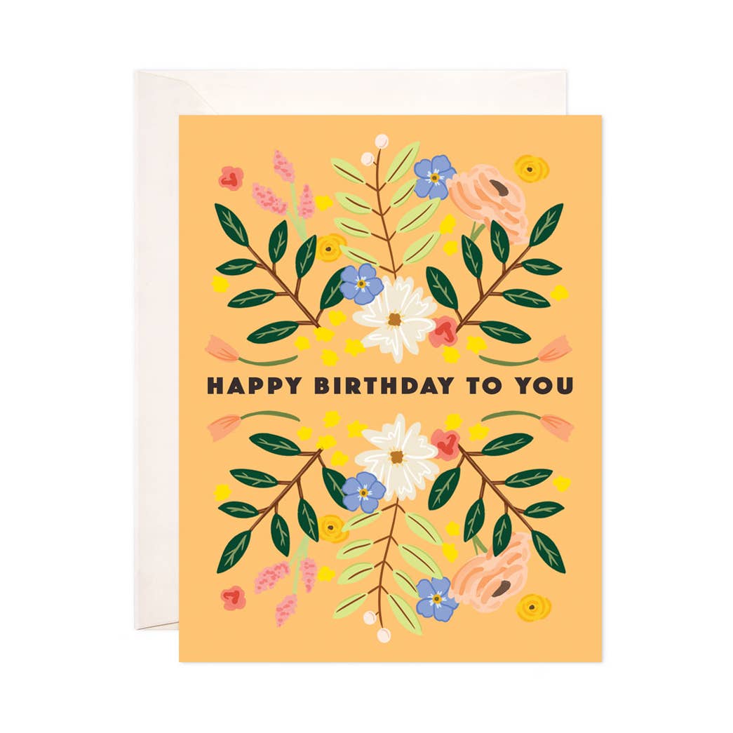 Gold Floral Birthday Card