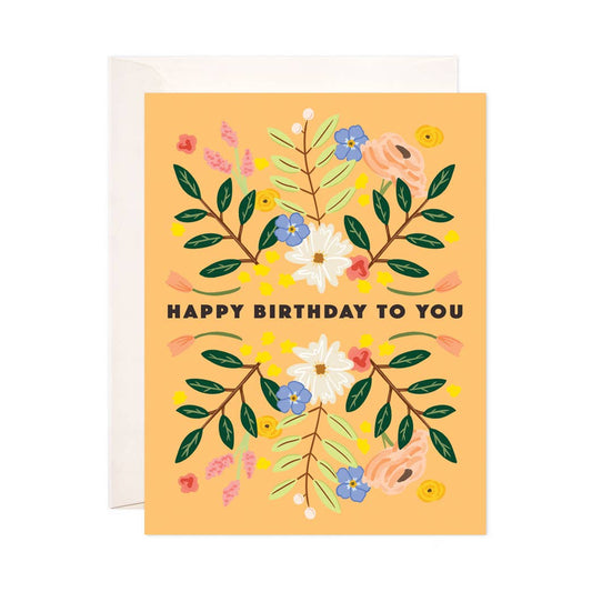 Gold Floral Birthday Card