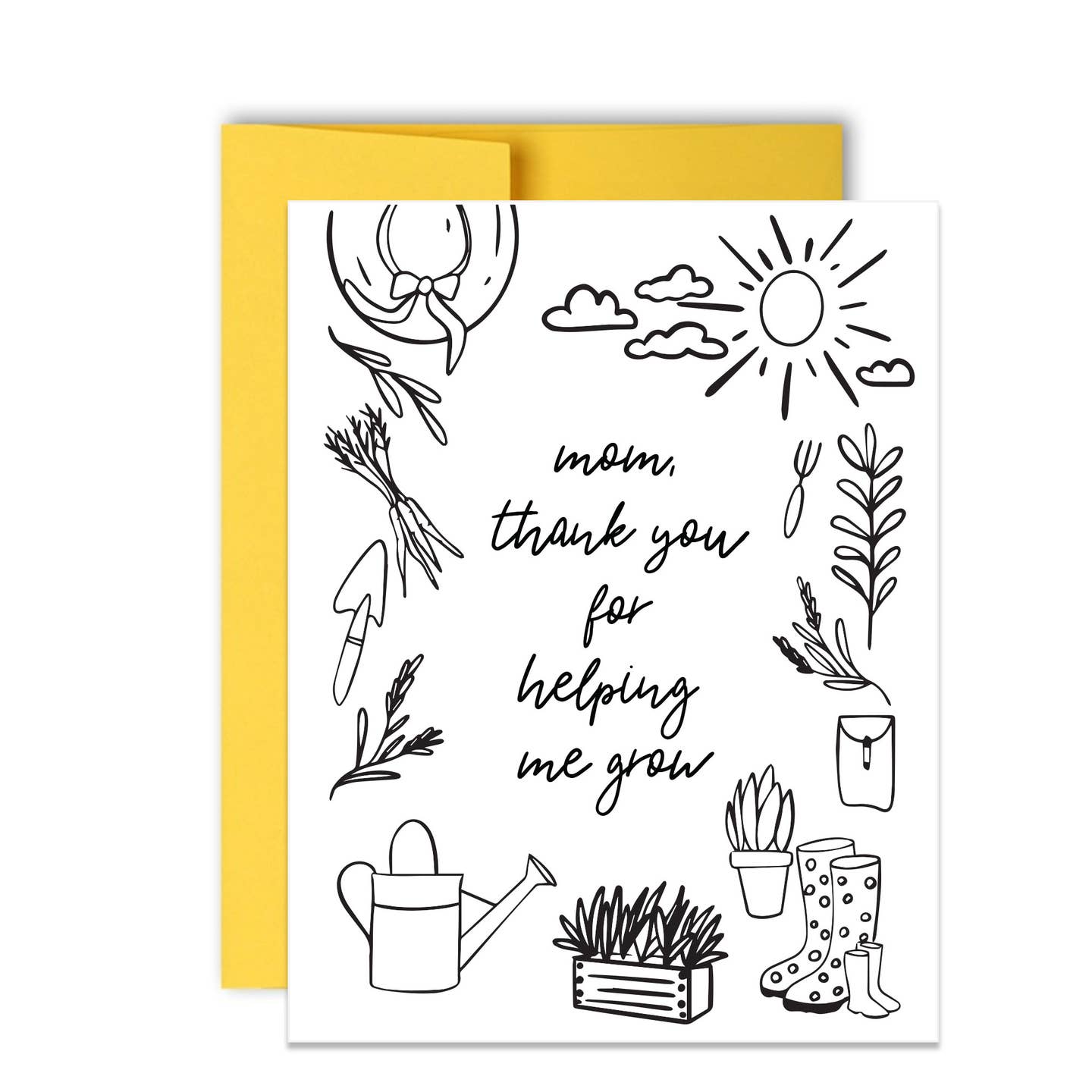 Mom Thank You For Helping Me Grow Gardening Card