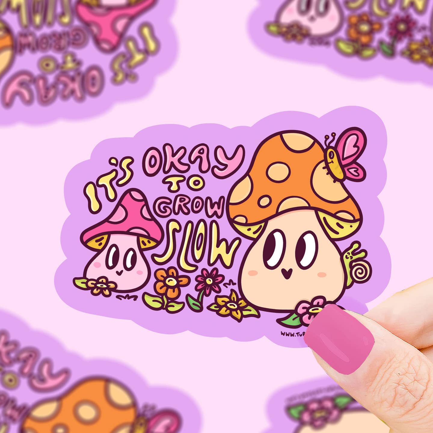 Its Okay to Grow Slow Mushroom Vinyl Sticker