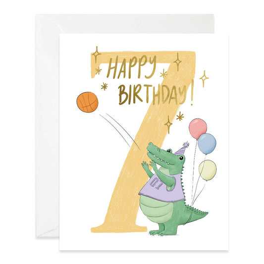 Alligator 7th Birthday Card