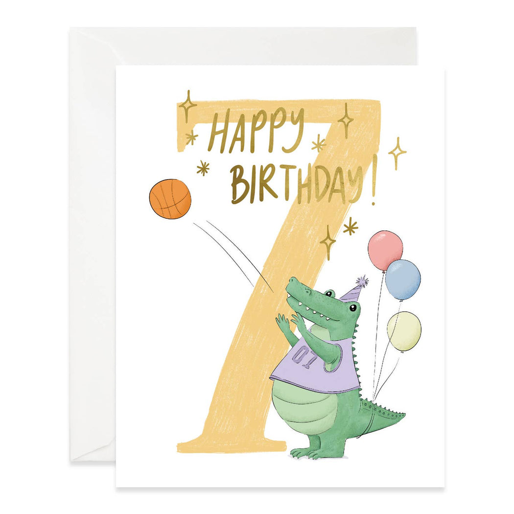 Alligator 7th Birthday Card