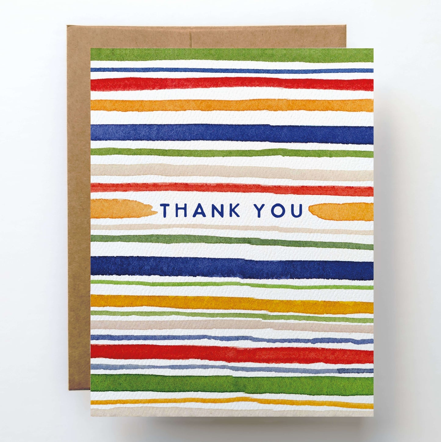 Watercolor Stripes Thank You Card