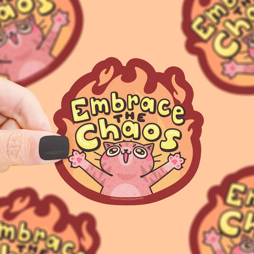 Embrace the Chaos Destructive Cat Vinyl Sticker