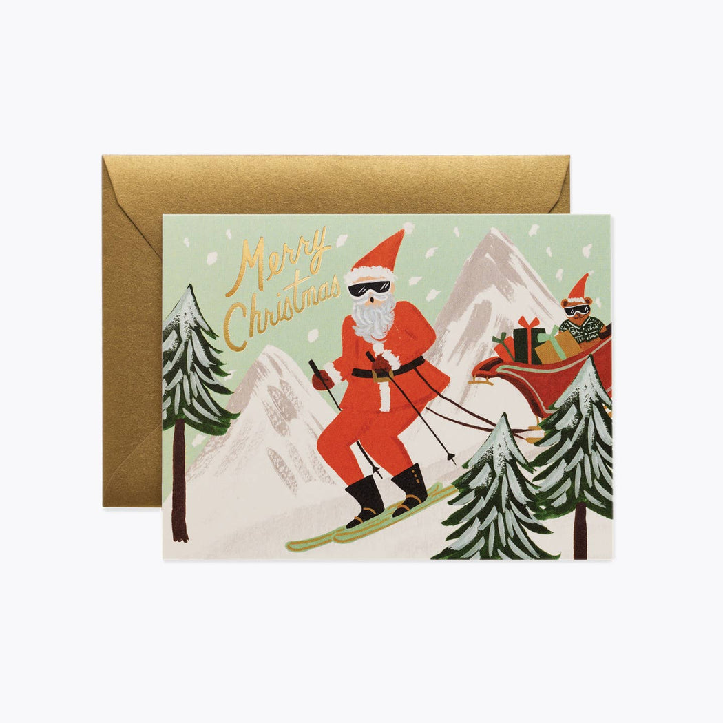 Skiing Santa Merry Christmas Cards