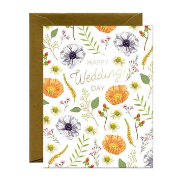 Flower Happy Wedding Day Card