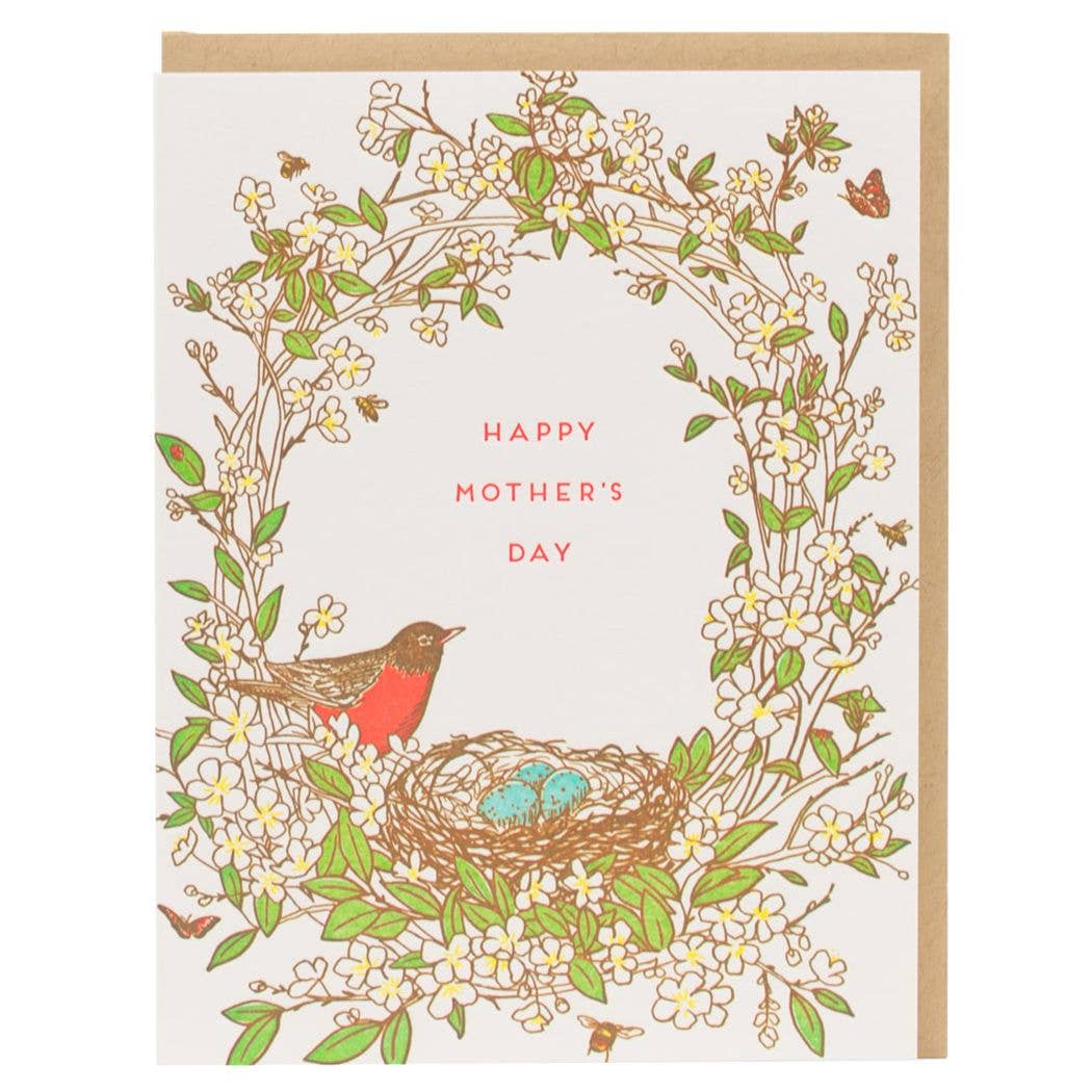 Robin Bird Nest Mothers Day Card