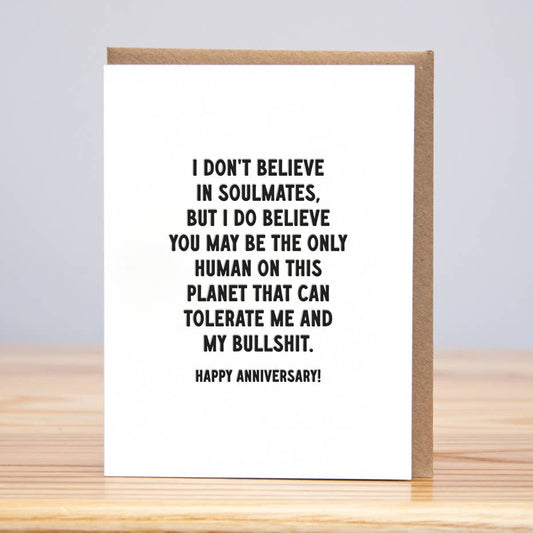 Tolerate Bullshit Anniversary Card
