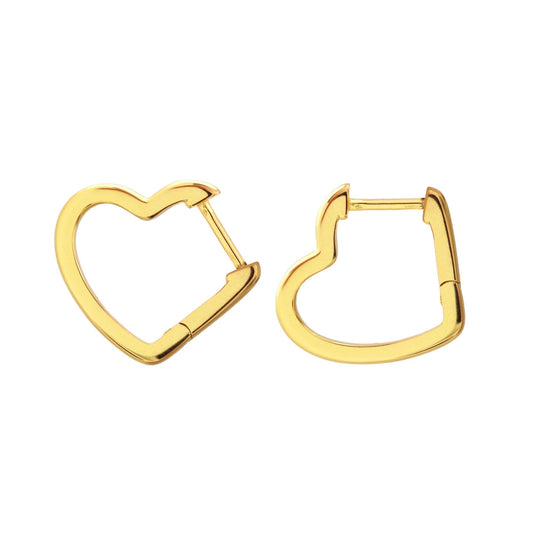 Open Heart Huggie Hoop Earrings