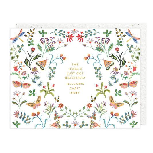 Butterfly Garden World Got Brighter Baby Card