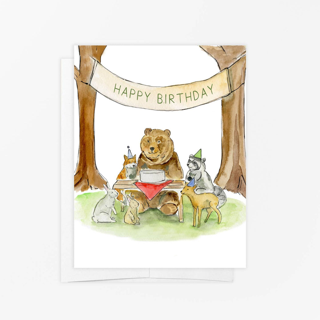 Woodland Animal Birthday Party Card