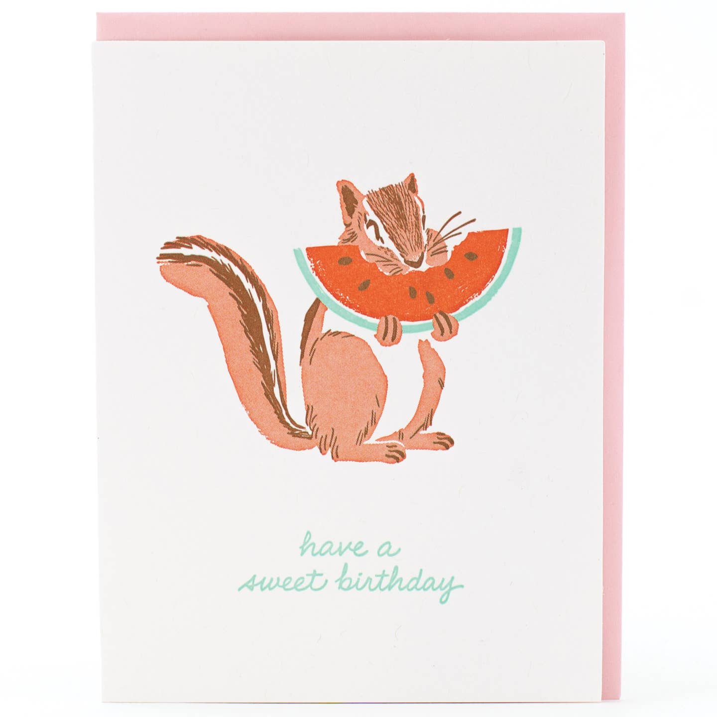 Sweet Chipmunk Watermelon Birthday Card