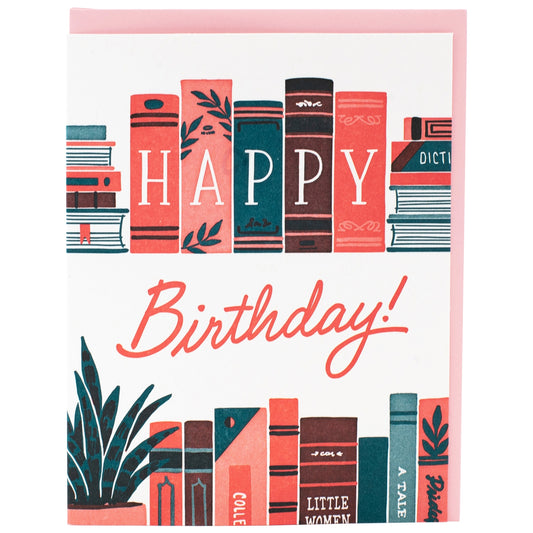 Bookshelf Happy Birthday Card