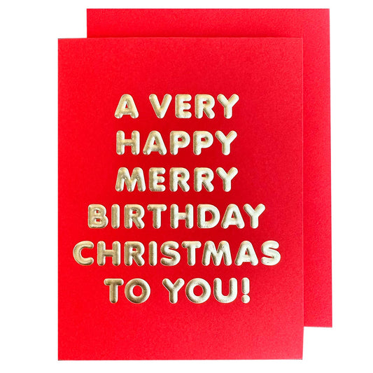 Happy Merry Birthday Christmas Card