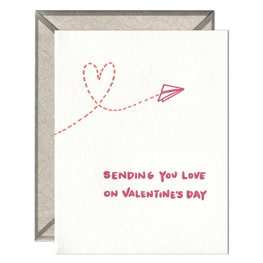 Paper Airplane Sending You Love Valentines Day Card