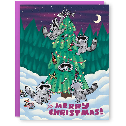 Raccoons Merry Christmas Card