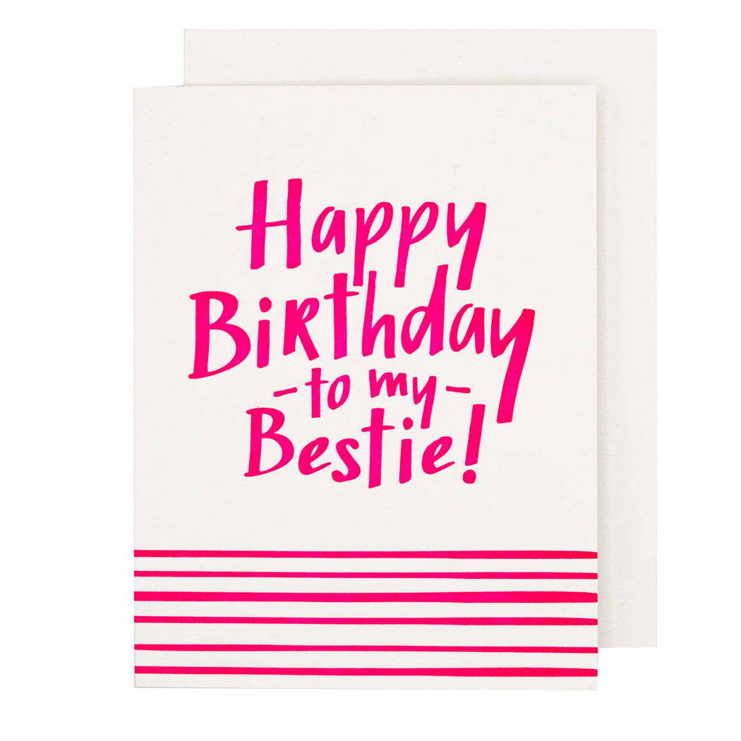 Happy Birthday to My Bestie Pink Card