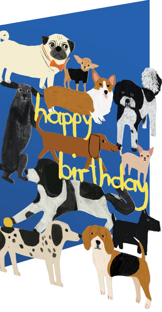 Playful Dogs Birthday Lasercut Card